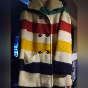 Vintage Hudson Bay Point Blanket Wool Coat